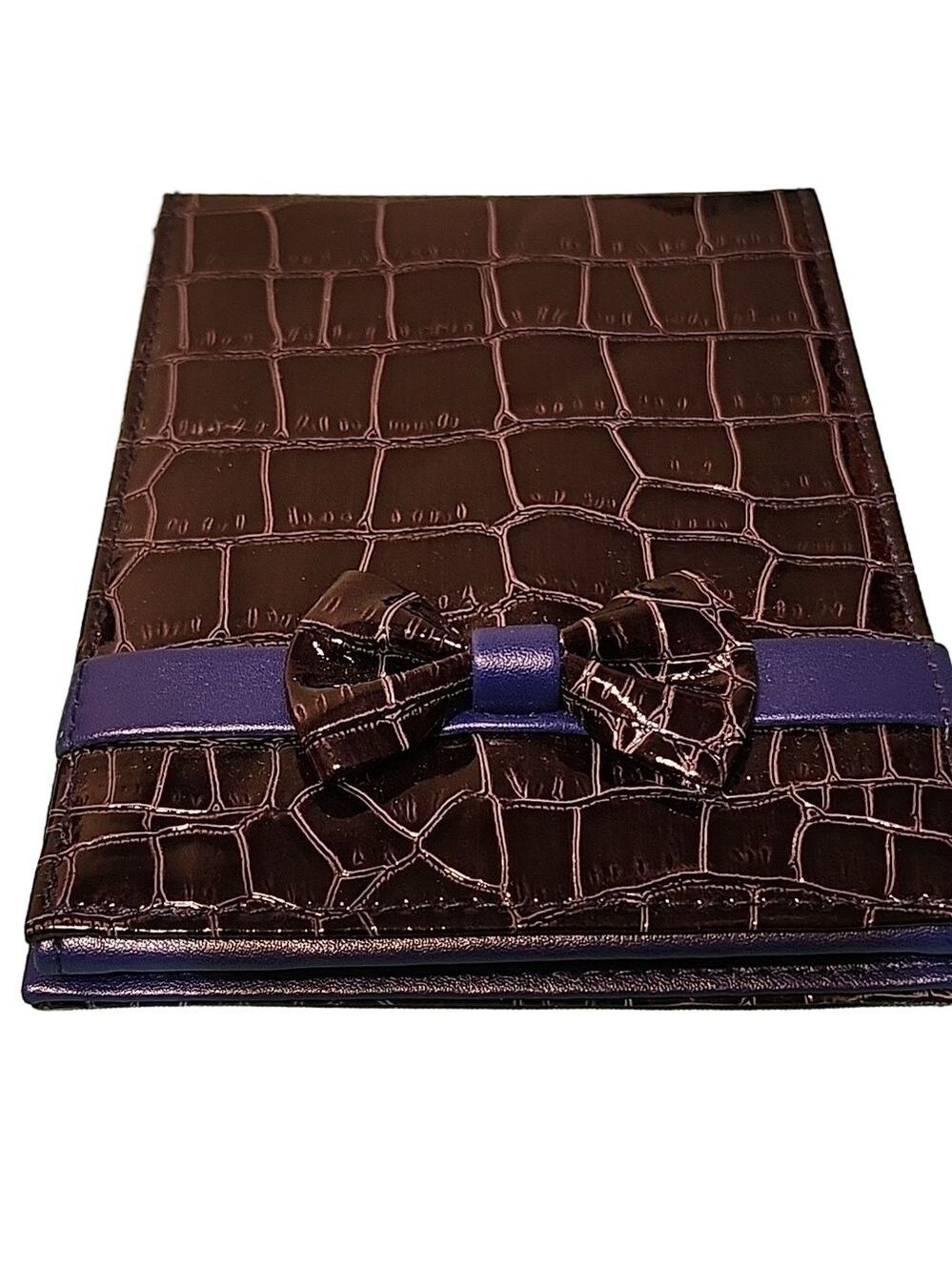International SeneGence Purple Crocodile Travel Beauty Cosmetic Folding Mirror